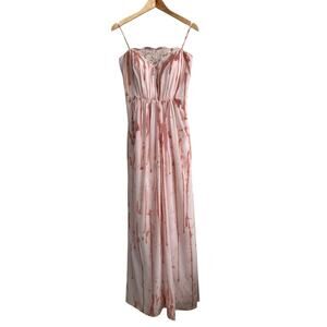 Jenny Yoo Bridesmaid Bridal Elegant Dainty Pink Lace Panel Maxi Gown Dress Small